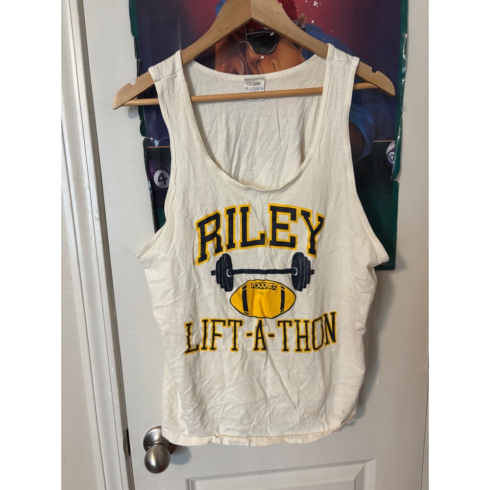 Vintage Classic Platinum Riley Lift-A-Thon Tank Top Mens Large White Football